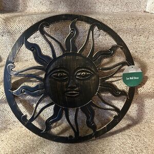 Sun Wall Decor in Black and Gold Metal